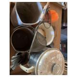 Mixed Lot of Kitchenware: Pots, Strainers, and Utensils