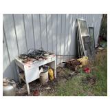 Assorted Collection of Metal Components, Door, Tool Rack, and Other Items