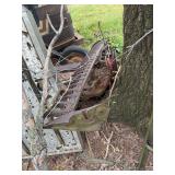 Salvage incl sickle mower, flatbed iron cart, and more salvage