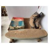 Assorted Collection: Ice Skates, Vivitar Camera, and Skateboard
