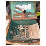 Vintage Tool Box with Assorted Tools and Hardware