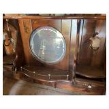 Wood Headboard with Mirror and Sconces 66 inches wide; Wooden Shelves for Bed