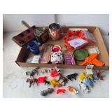 Mixed Box of Collectibles: Checkers, Camera, Toys & More
