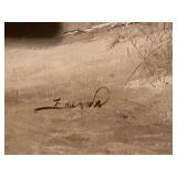 Framed Winter Landscape Oil Painting