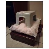 Small Plastic Step Stool; Pillow; Brief Case