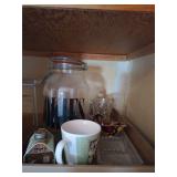 Lock Lid Cookie Jar; Coffee Mug; Unique Barn Bottle; Relish Dish; Cream Vase; Relish Dish; Candy Dish