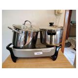 (2) Stock Pots and 1 Heavy Duty Presto Electric Skillet