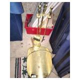 Brass Fireplace Tool Set with Stand and Coal Scuttle
