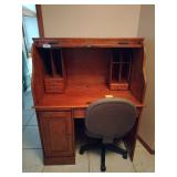 Roll Top Desk 42" x 29" x 53" and Chair