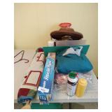 Picnic Basket, Freezer Wrap, Tins, Buttons, Quilting Tools