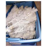 White Christmas Tree Branches in Blue Storage Container