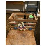 Wooden Crate with Assorted Glass Bottles and Jars