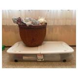 Wicker Basket, Storage Container, Stuffed Animals, and Dolls
