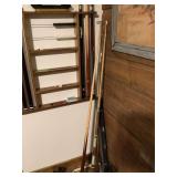Pool Cue Rack and Assorted Pool Accessories