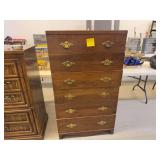 Tall Wood Chest of Drawers - 6 Drawer (32 x 22 x 56.5)