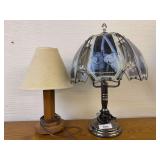 Two Table Lamps: Wolf Shade and Fabric Shade