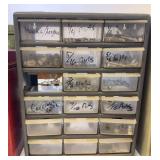Hardware Organizer Cabinet with Assorted Bolts, Nuts, and Fasteners