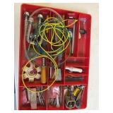 Variety of Tools and Hardware in Red Storage Case