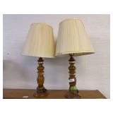 Pair of Wood Table Lamps with Shades