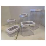 Set of 5 Clear Food Storage Containers with White Lids
