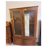 Wooden Display Cabinet with Glass Doors and Storage Base (Top: 48 x 13 x 56; Bottom: 50 x 15 x 18)