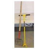 Lot of Garden Forks and Digging Tools