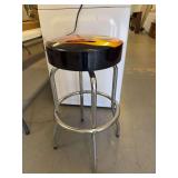 Retro Style Chrome Bar Stool with Flame Design