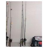 Fishing Rod and Reel Lot with Shakespeare Reverb and Zebco Reels