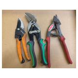 Lot of Three Assorted Metal Cutters and Pruning Shears