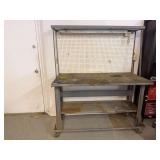 Rolling Metal Work Bench with Pegboard and Light, 61x31x74, turns on