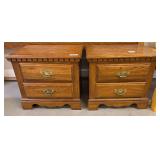 Pair of Wooden Two-Drawer Bedside Tables (24 x 15 x 22)
