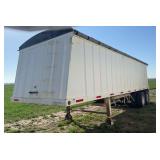 2010 Home 28 ft Hopper Bottom Grain Trailer, tandem axle duals, 295/75R22.5 tires, VIN #KS130205, rollover tarp