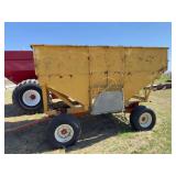 Parker Gravity Flow Wagon on Bradford 4 wheel trailer chassis, side dump, 10 ton capacity