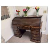 Roll Top Desk with Drawers and Interior Compartments