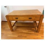 Oak Table with Drawer and Shelf