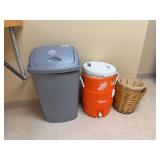 Igloo Water Cooler and Wicker Baskets