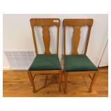 Set of Two Wooden Chairs with Upholstered Seats