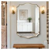 POZINO Scalloped Beveled Mirror, 24"x40" Brushed G