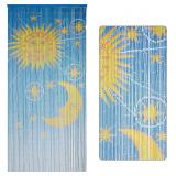Moon & Sun Beaded Wooden Curtain - Durable Natural