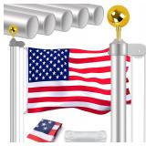 14 Gauge Sectional Flag Pole Kit, 25 FT Extra Thic