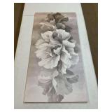 Gray and white flower painting