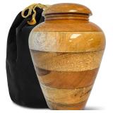 Handcrafted Mango Wood Urn for Human Ashes   Large