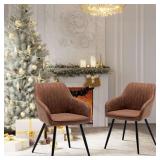 annjoe Faux Leather Accent Arm Chairs for Living R
