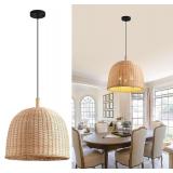 3-Light Rattan Pendant Light,17.7" Boho Pendant Li