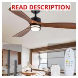 52  Outdoor Ceiling Fan with Light, 3 Walnut Solid