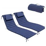 Chaise Lounge Cushion Outdoor Set of 2 Patio Folda