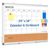Monthly Calendar Whiteboard Dry Erase Cork Board C