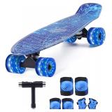 Kids Skateboard Set with Light-Up Wheels Complete