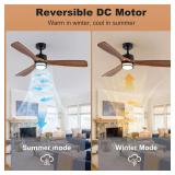 52  Outdoor Ceiling Fan with Light, 3 Walnut Solid