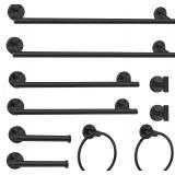 Cilee 10 Piece Matte Black Bathroom Hardware Set,2